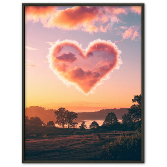 Herz Wolke Poster mit Sonnenuntergang im Hintergrund 1