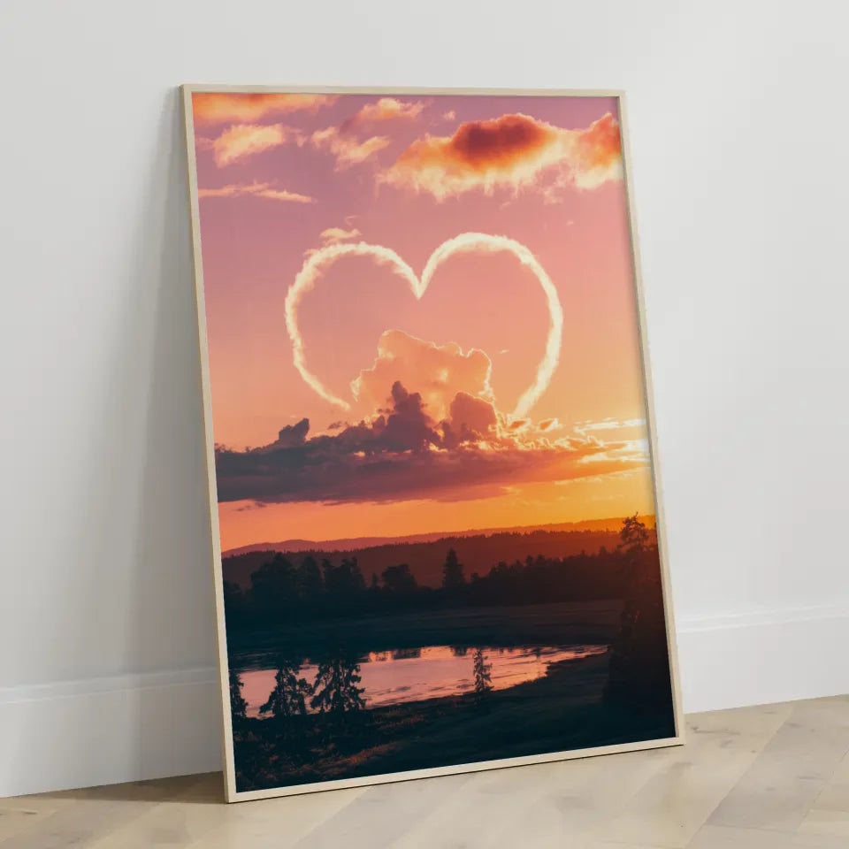 Herzformen Wolken Poster romantischer Sonnenuntergang 3