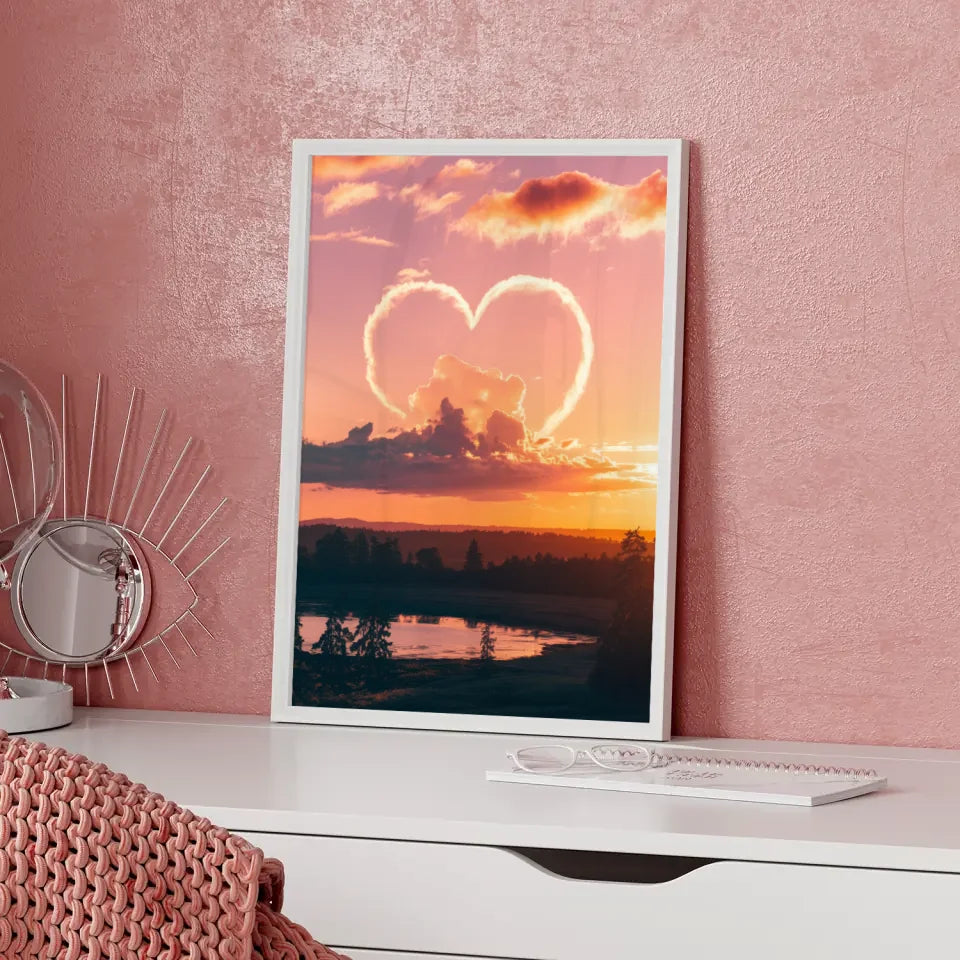 Herzformen Wolken Poster romantischer Sonnenuntergang 5