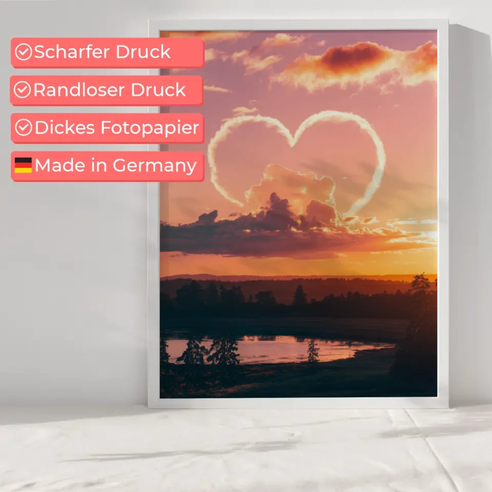 Herzformen Wolken Poster romantischer Sonnenuntergang 6