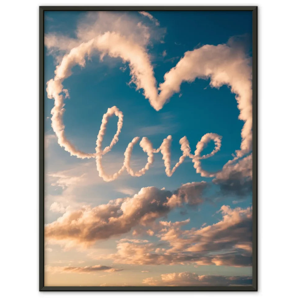 Poster Liebe am Himmel mit Wolken und magischer Typografie