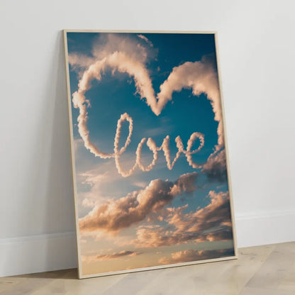 Poster Liebe am Himmel mit Wolken und magischer Typografie