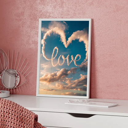 Poster Liebe am Himmel mit Wolken und magischer Typografie