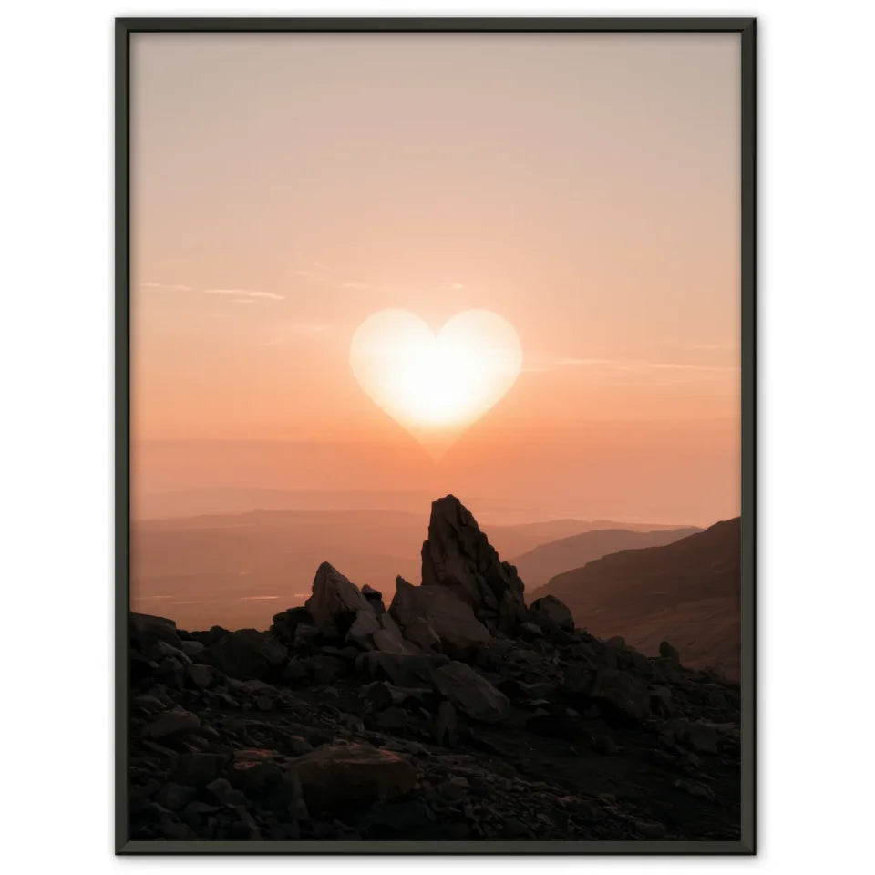 Herz Sonnenuntergang Landschaft Poster für dein Zuhause 1
