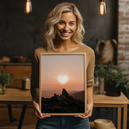 Herz Sonnenuntergang Landschaft Poster für dein Zuhause 2