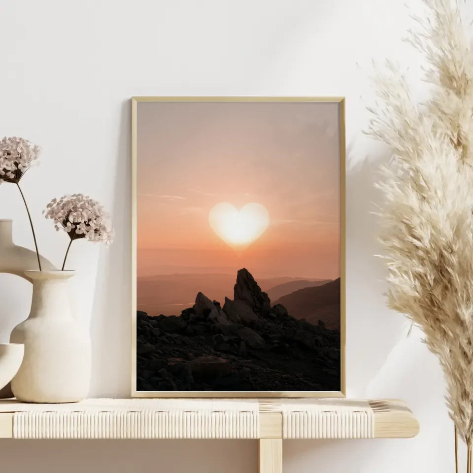 Herz Sonnenuntergang Landschaft Poster für dein Zuhause 4