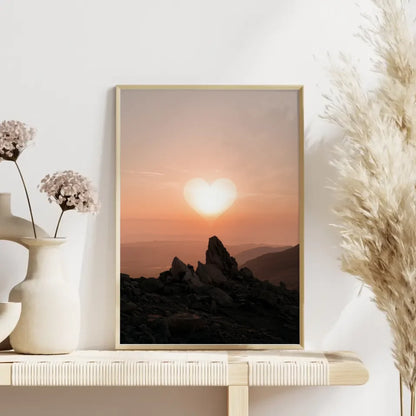 Herz Sonnenuntergang Landschaft Poster für dein Zuhause 4