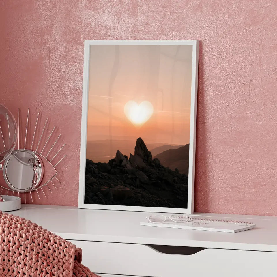 Herz Sonnenuntergang Landschaft Poster für dein Zuhause 5