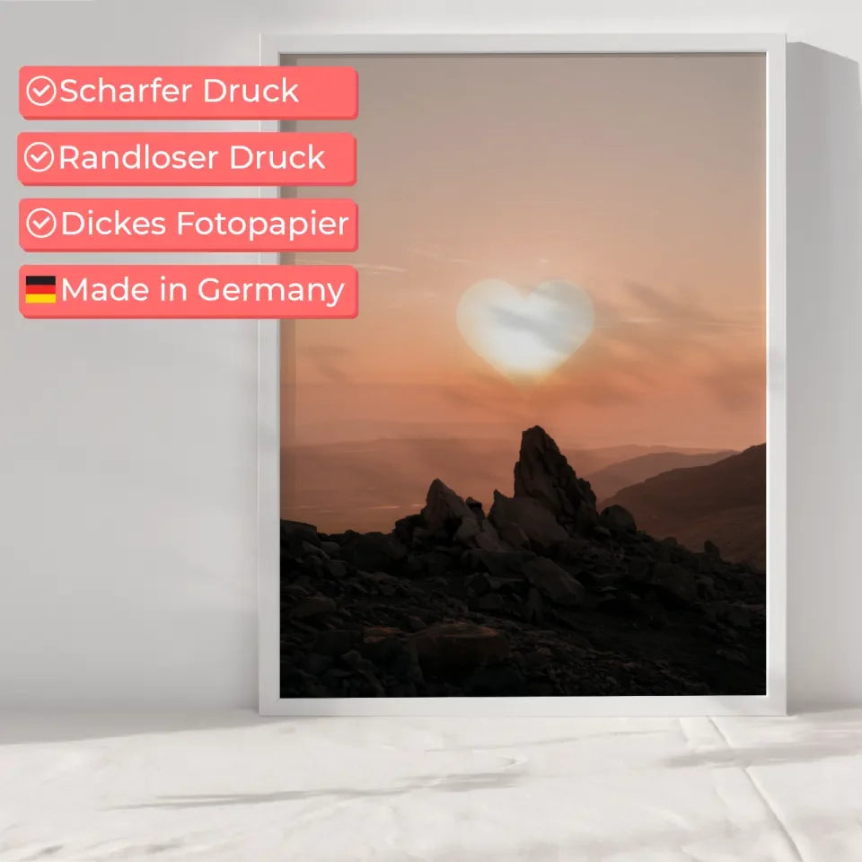 Herz Sonnenuntergang Landschaft Poster für dein Zuhause 6