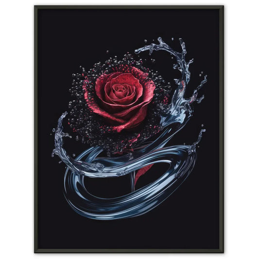Abstrakte Poster mit Rose und Wasser floraler Stil 1