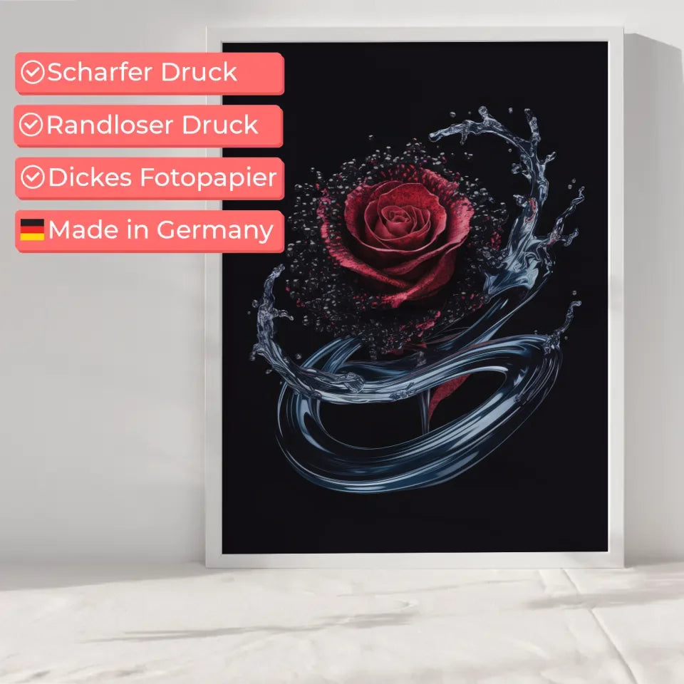 Abstrakte Poster mit Rose und Wasser floraler Stil 6