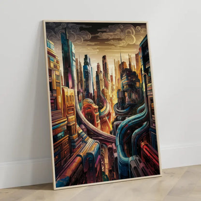 Futuristische Stadtlandschaft Poster Ukiyo-e Stil 3