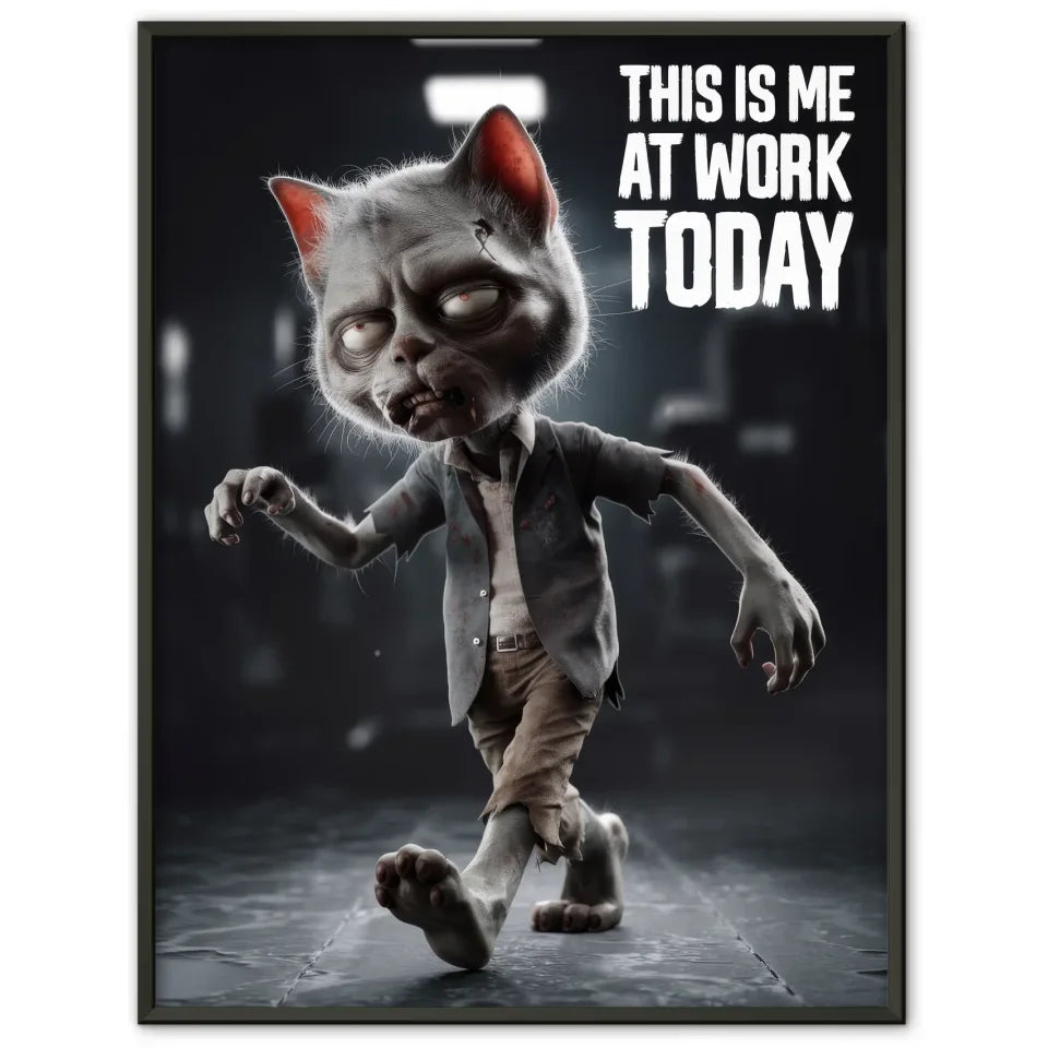 Poster der schlafwandelnden Zombiekatze mit Humor und Details 1