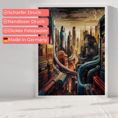 Futuristische Stadtlandschaft Poster Ukiyo-e Stil 6