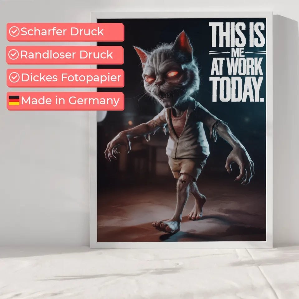 Poster Zombiekatze schlafwandelnd humorvoll und detailreich