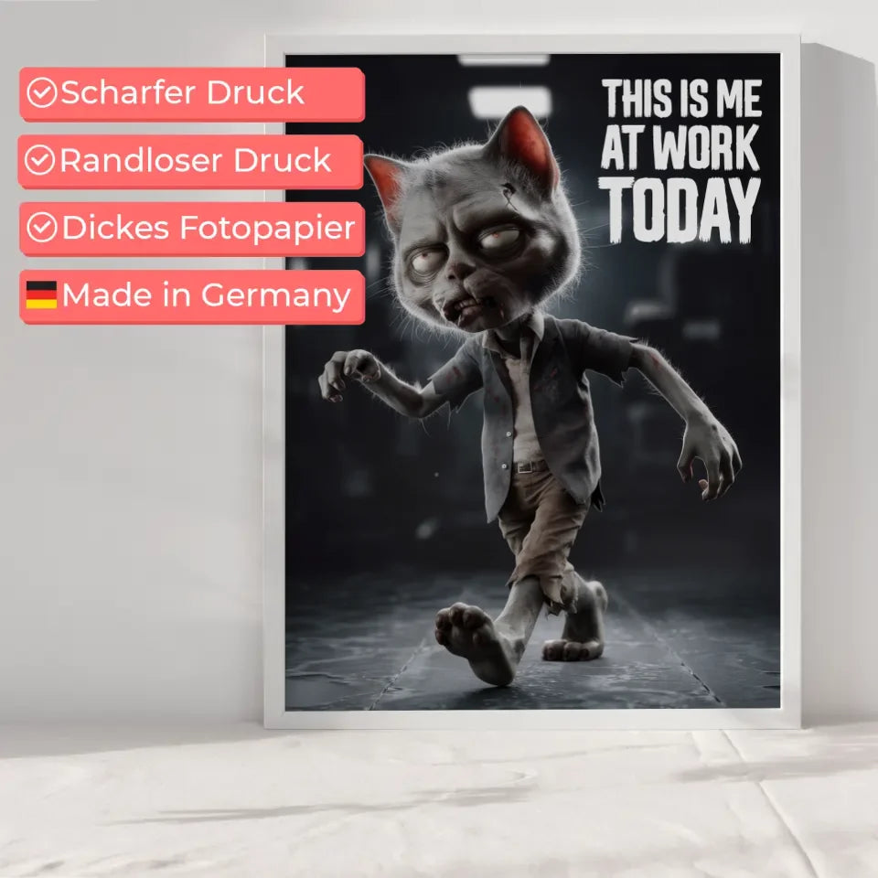 Poster der schlafwandelnden Zombiekatze mit Humor und Details 6