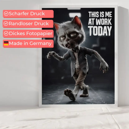 Poster der schlafwandelnden Zombiekatze mit Humor und Details 6