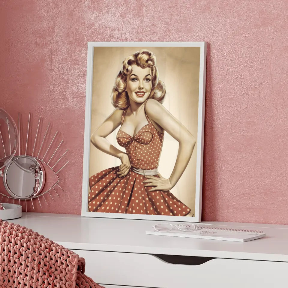 Vintage Poster Pin-up Girl aus den 1950er Jahren