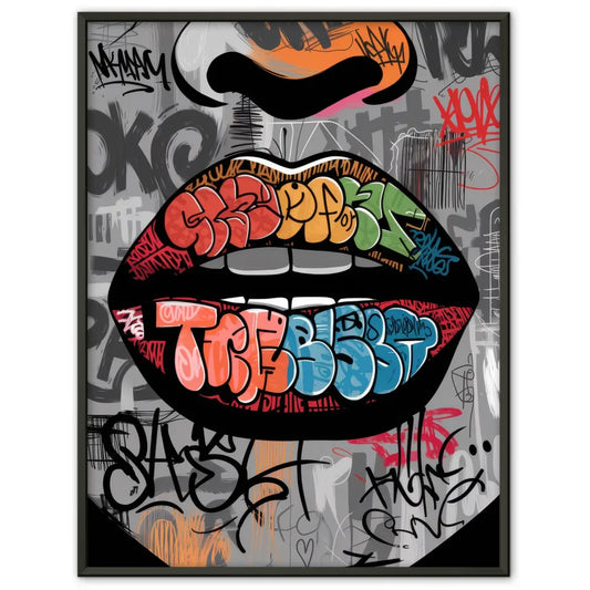 Bunte Graffiti Lippen Poster im urbanen Stil für moderne Wohnräume 1