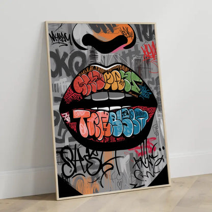 Bunte Graffiti Lippen Poster im urbanen Stil für moderne Wohnräume 3