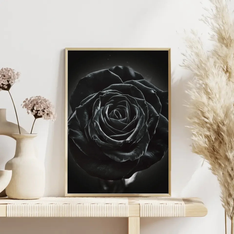 Schwarze Rose Poster mit geheimnisvollem Glanz