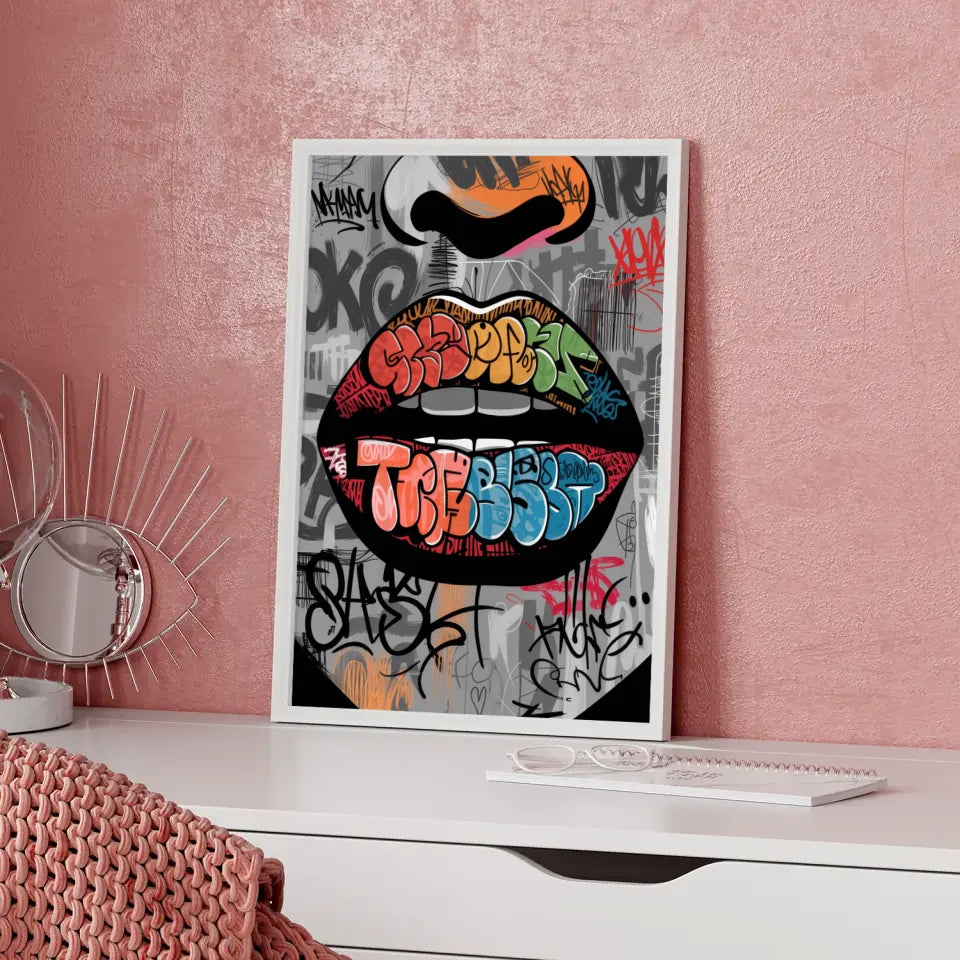 Bunte Graffiti Lippen Poster im urbanen Stil für moderne Wohnräume 5
