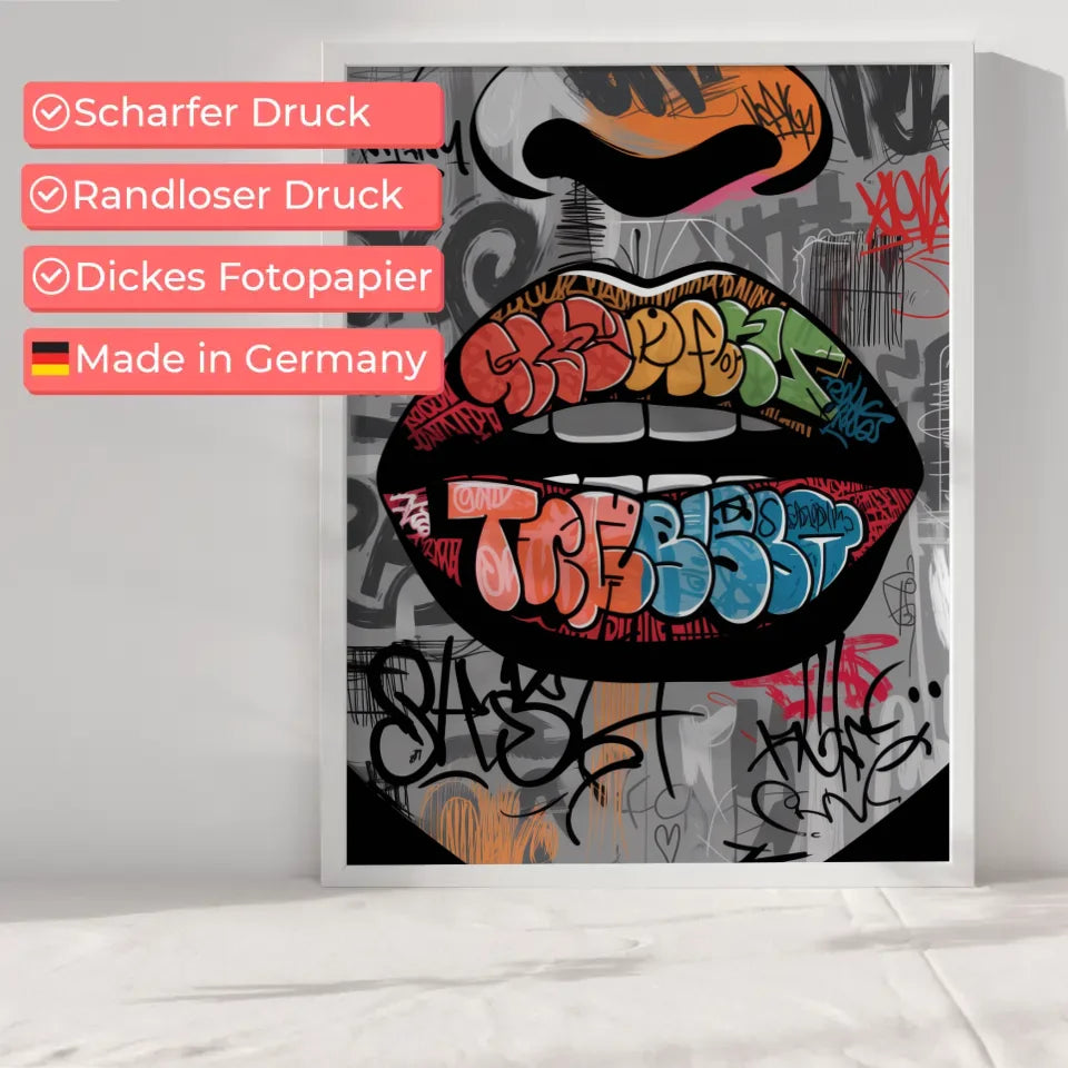 Bunte Graffiti Lippen Poster im urbanen Stil für moderne Wohnräume 6