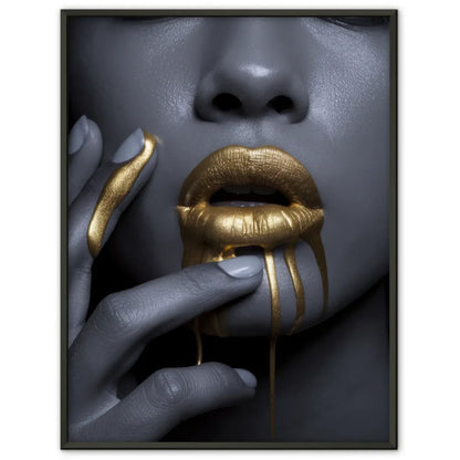 Poster mit goldenen Tropfen und grauem Gesicht 1