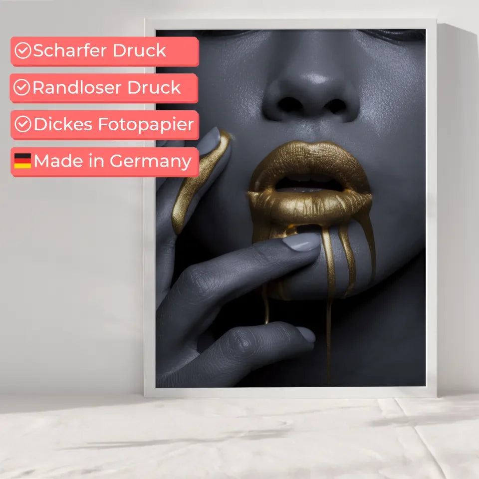 Poster mit goldenen Tropfen und grauem Gesicht 6