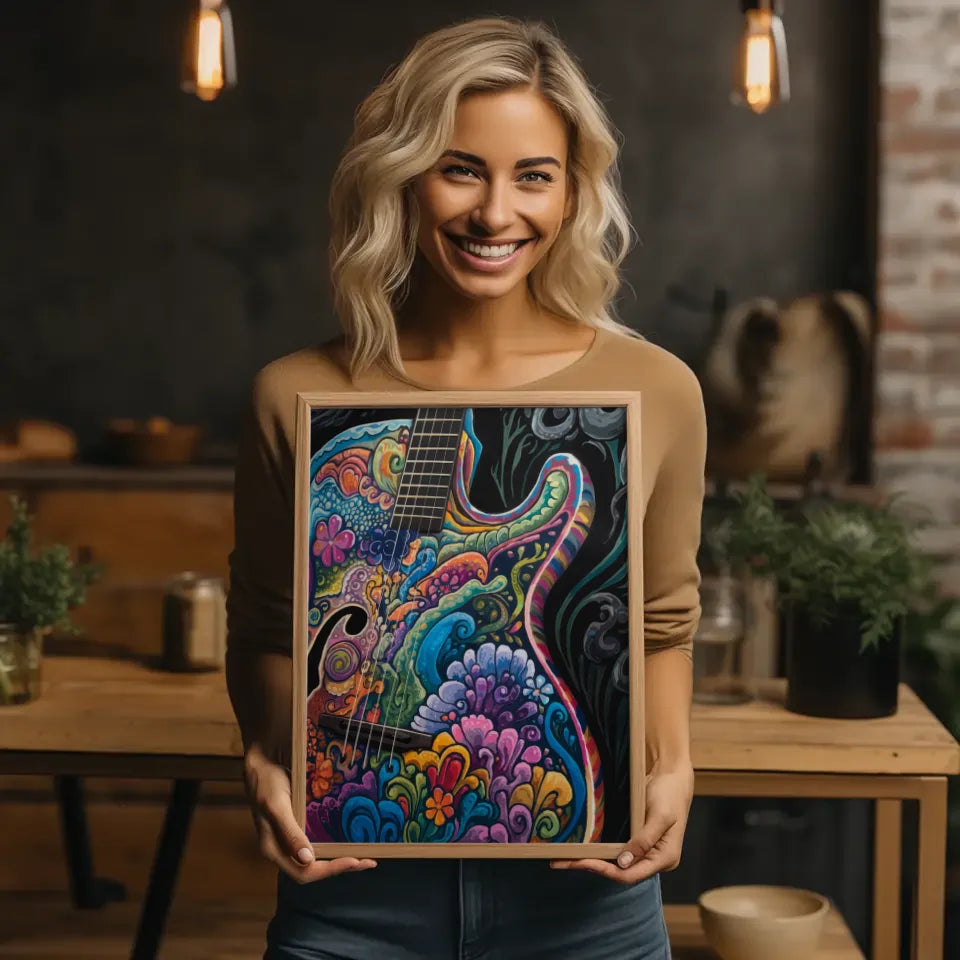 Bunte Gitarre Poster mit künstlerischen Mustern E-Gitarre 2