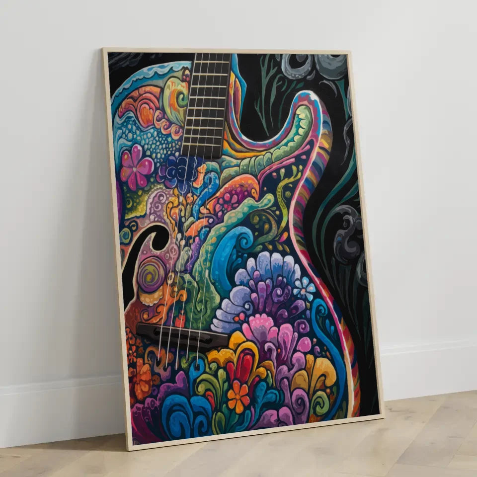 Bunte Gitarre Poster mit künstlerischen Mustern E-Gitarre 3