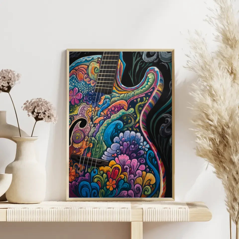 Bunte Gitarre Poster mit künstlerischen Mustern E-Gitarre 4