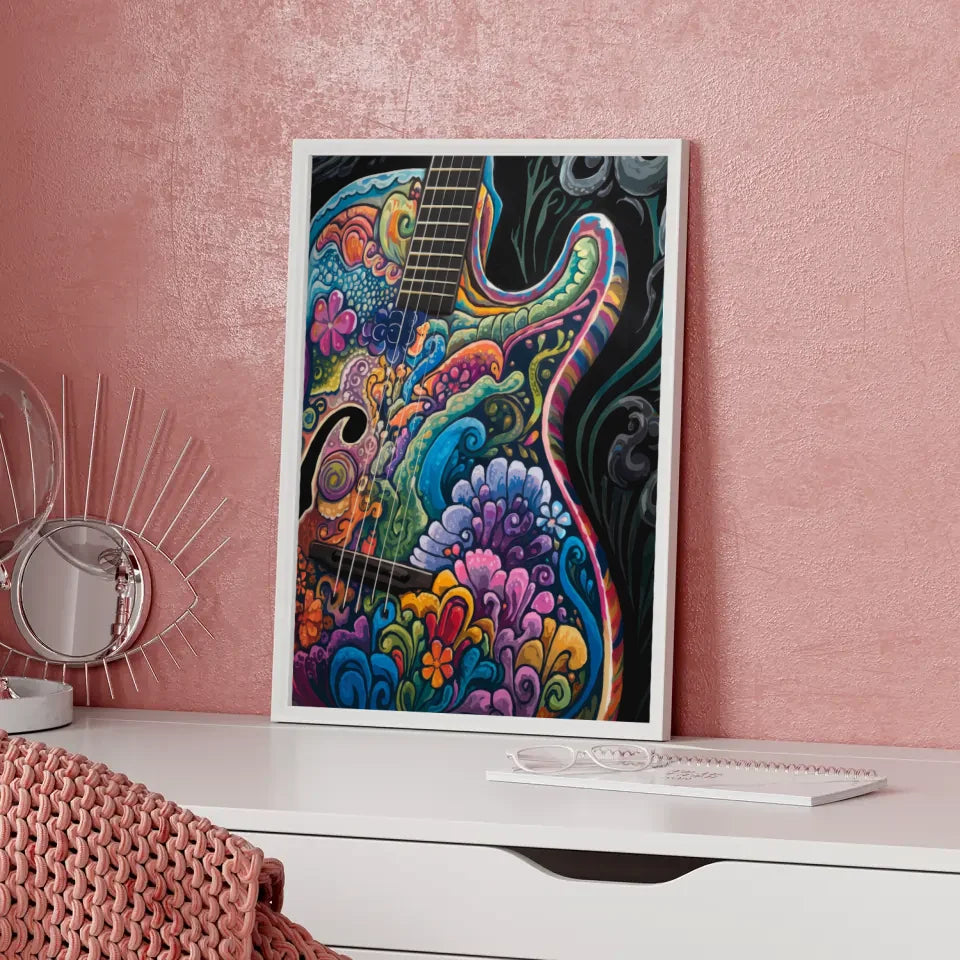Bunte Gitarre Poster mit künstlerischen Mustern E-Gitarre 5