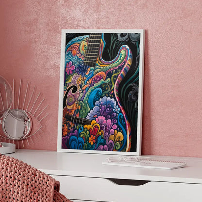 Bunte Gitarre Poster mit künstlerischen Mustern E-Gitarre 5