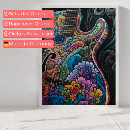 Bunte Gitarre Poster mit künstlerischen Mustern E-Gitarre 6