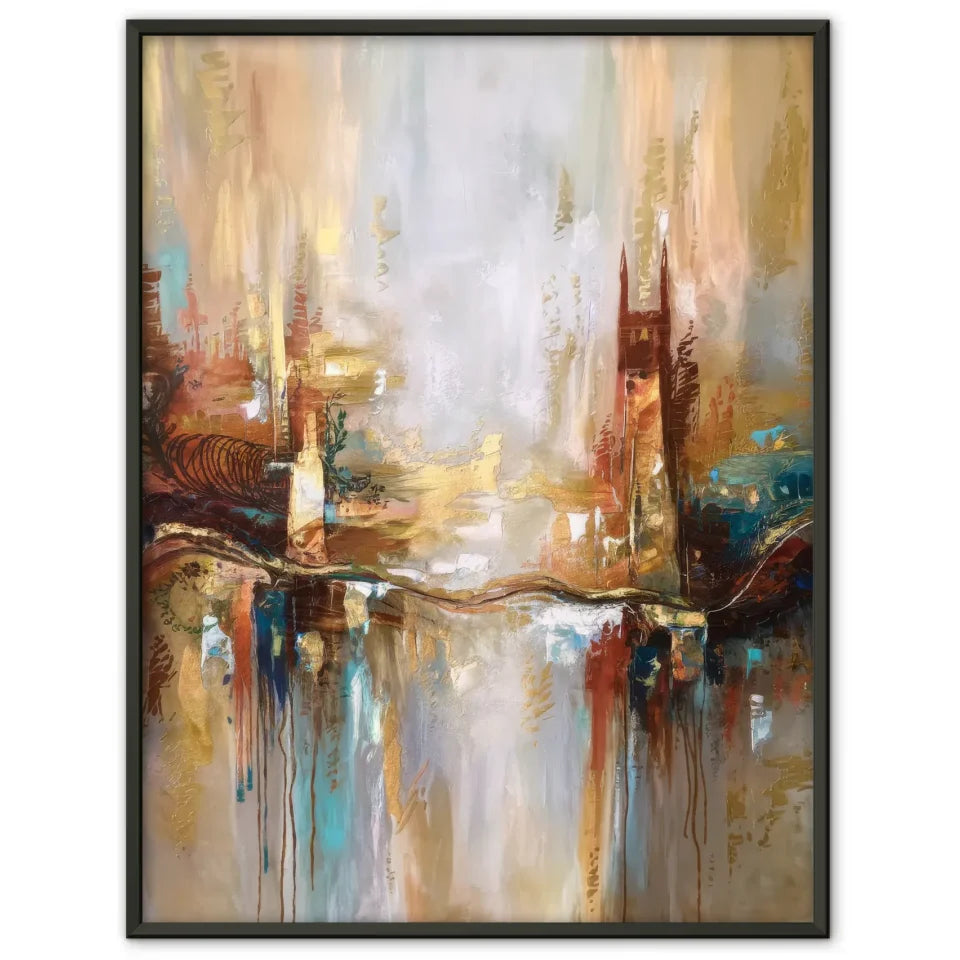 Abstraktes Kunst Poster mit Erdtönen und Gold über Canterbury Geschichte 1