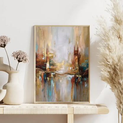 Abstraktes Kunst Poster mit Erdtönen und Gold über Canterbury Geschichte 4