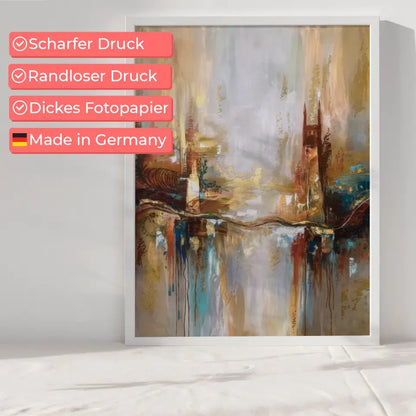 Abstraktes Kunst Poster mit Erdtönen und Gold über Canterbury Geschichte 6