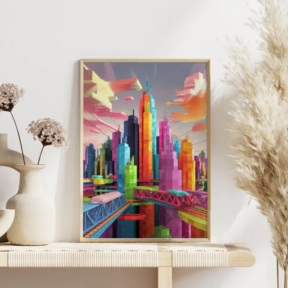 Bunte Stadtlandschaft Poster mit geometrischen Formen 4