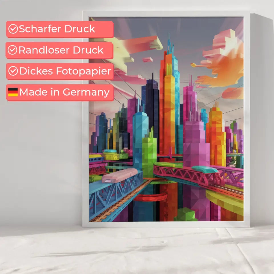 Bunte Stadtlandschaft Poster mit geometrischen Formen 6