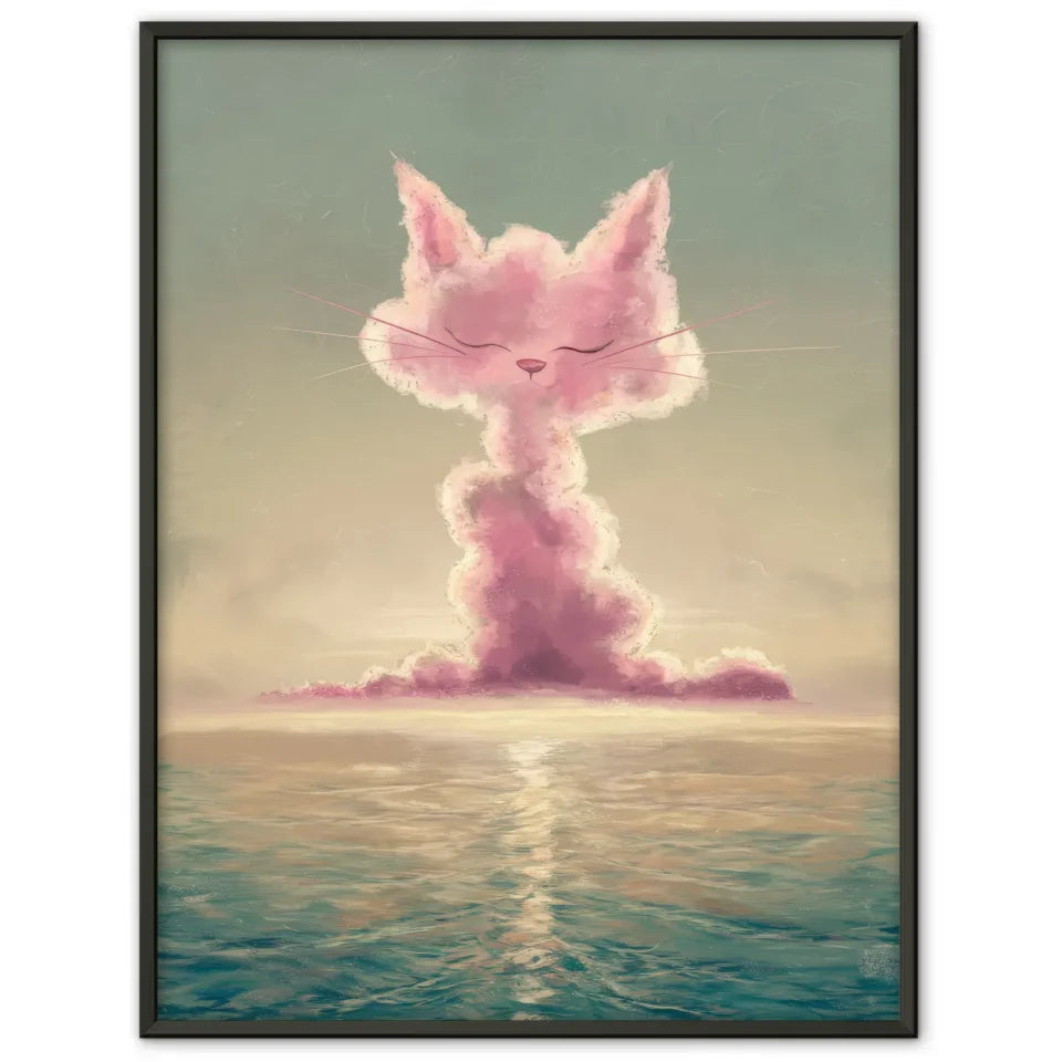 Poster Morgendämmerung Wolke Katze ruhiges Meer