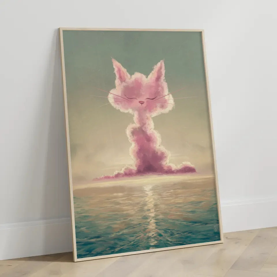 Poster Morgendämmerung Wolke Katze ruhiges Meer