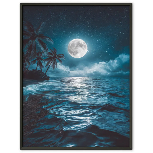 Ruhiges Meer Poster mit Vollmond und Palmen