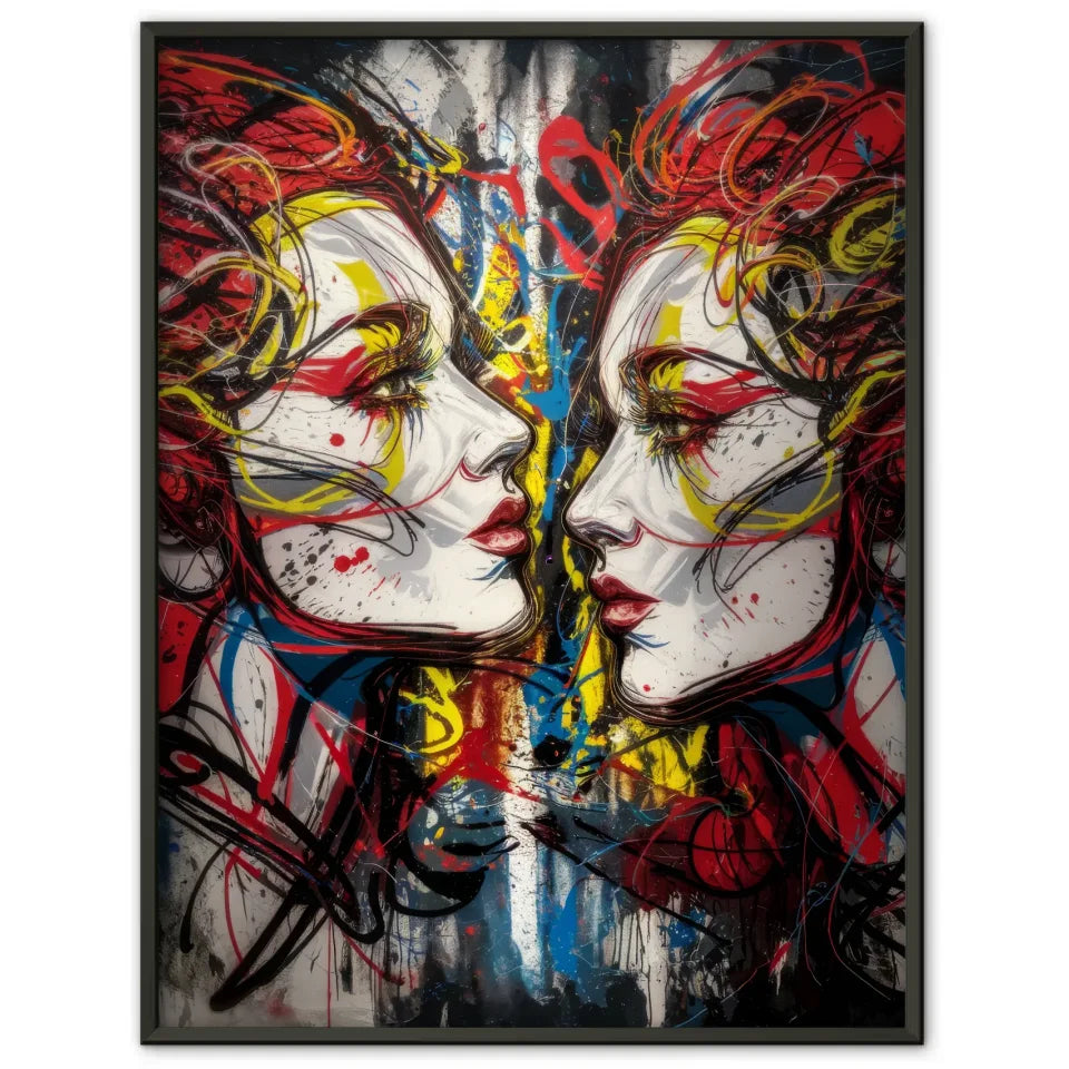 Düstere Fantasy Poster mit Graffiti Gesichtern in Farben 1