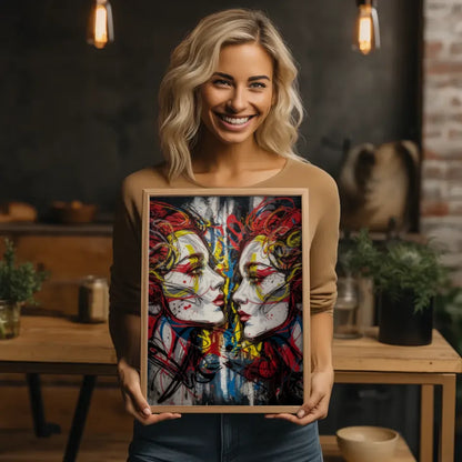 Düstere Fantasy Poster mit Graffiti Gesichtern in Farben 2