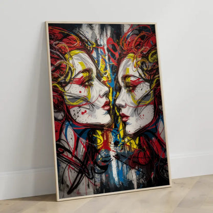 Düstere Fantasy Poster mit Graffiti Gesichtern in Farben 3