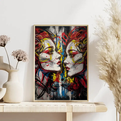 Düstere Fantasy Poster mit Graffiti Gesichtern in Farben 4