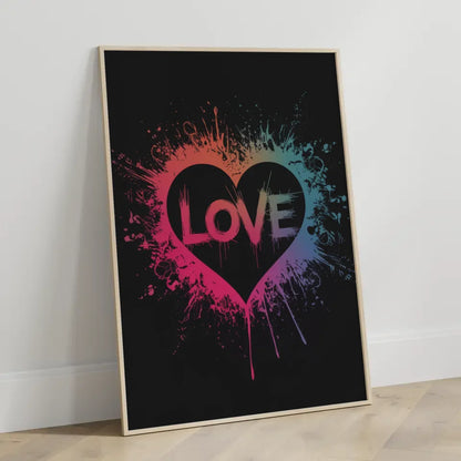 Düstere Fantasy Poster mit buntem Herz und Love Schriftzug 3