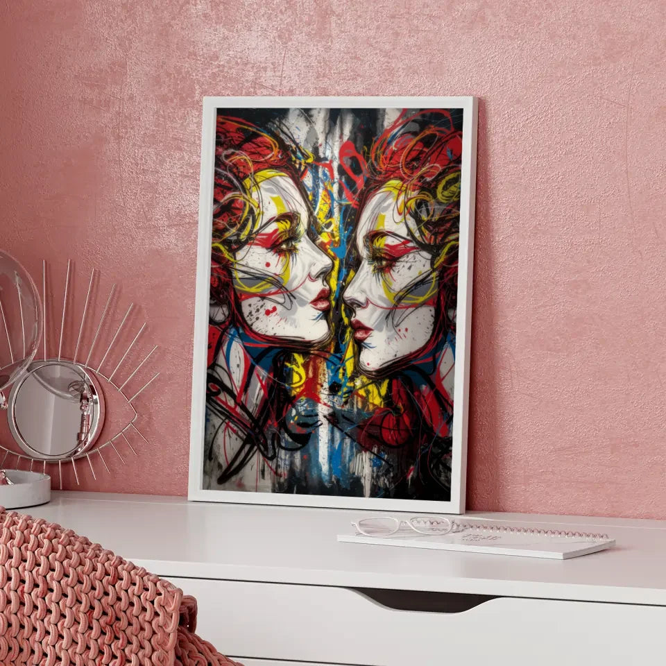 Düstere Fantasy Poster mit Graffiti Gesichtern in Farben 5