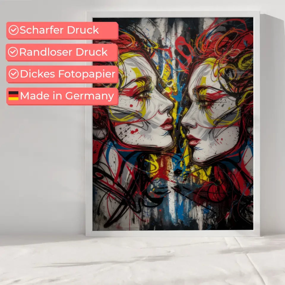 Düstere Fantasy Poster mit Graffiti Gesichtern in Farben 6
